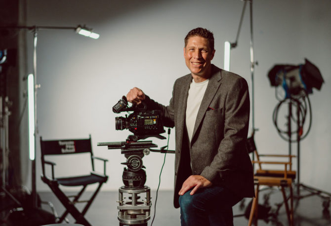 Jordan Walker with equipment in studio