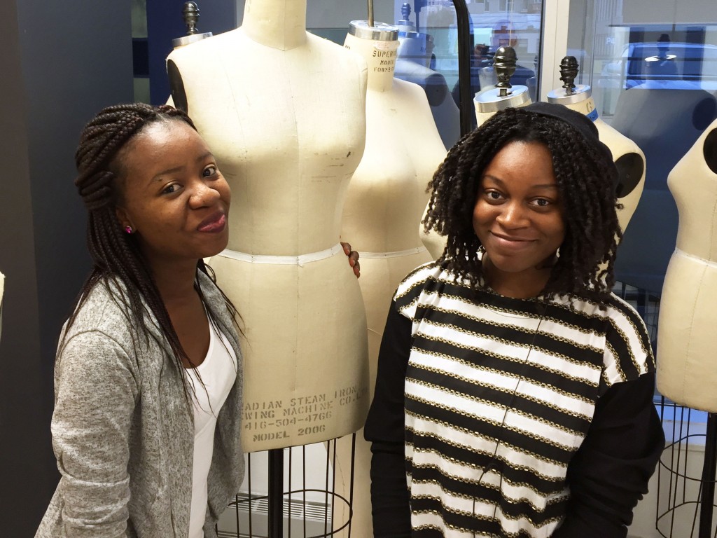 Toronto Film School Fashion Design students Olanike Gbadamosi (left) and Jessica Sarkodie (right)